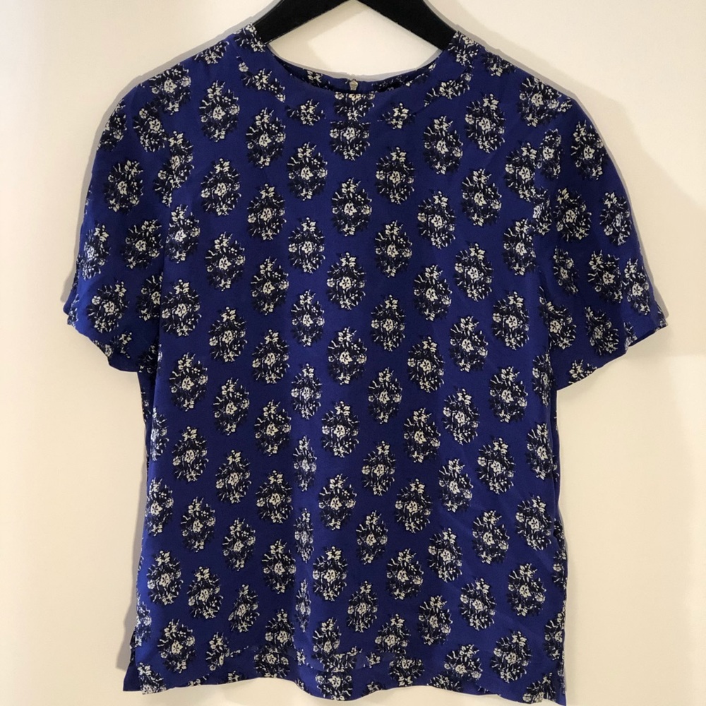 Royal blue, silk blouse
